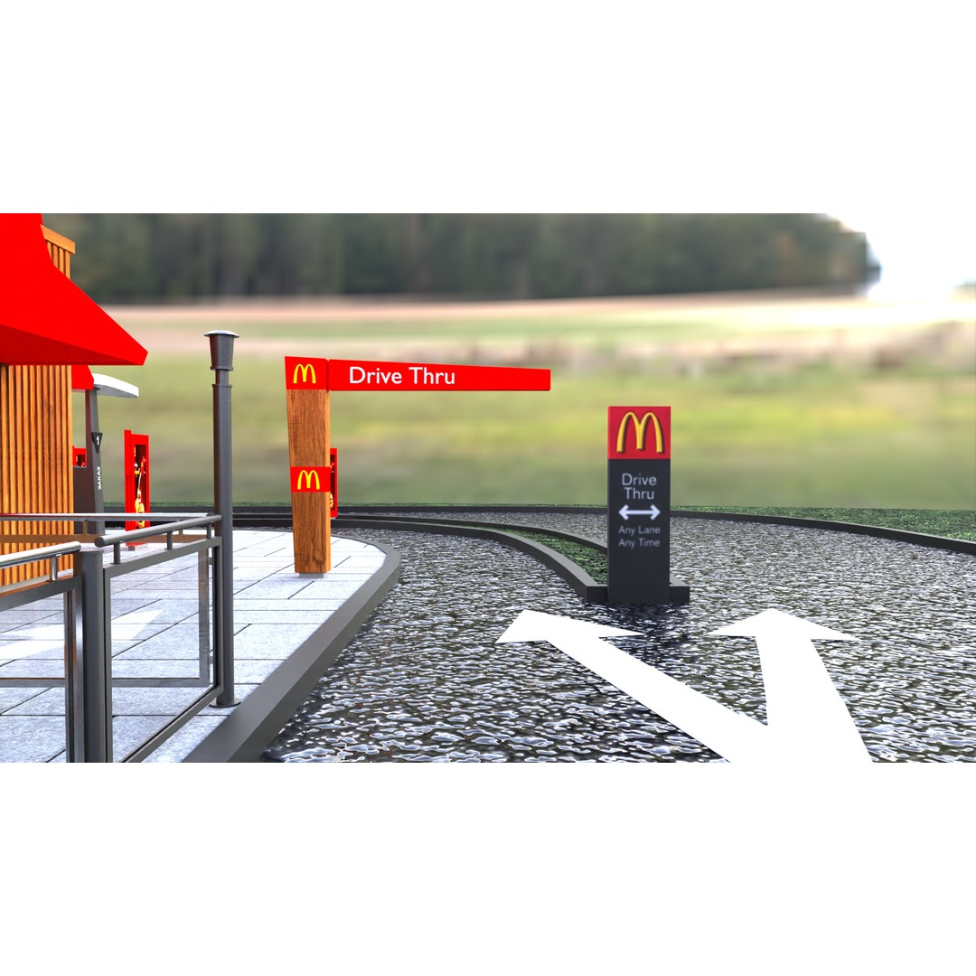 McDonald's Restaurant 3D Model – High-Quality Game Asset, FBX, OBJ - View 25