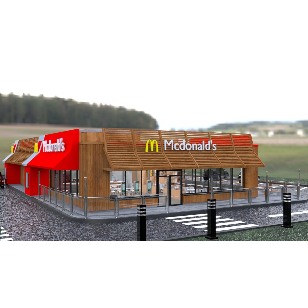 McDonald's Restaurant 3D Model – High-Quality Game Asset, FBX, OBJ - View 3