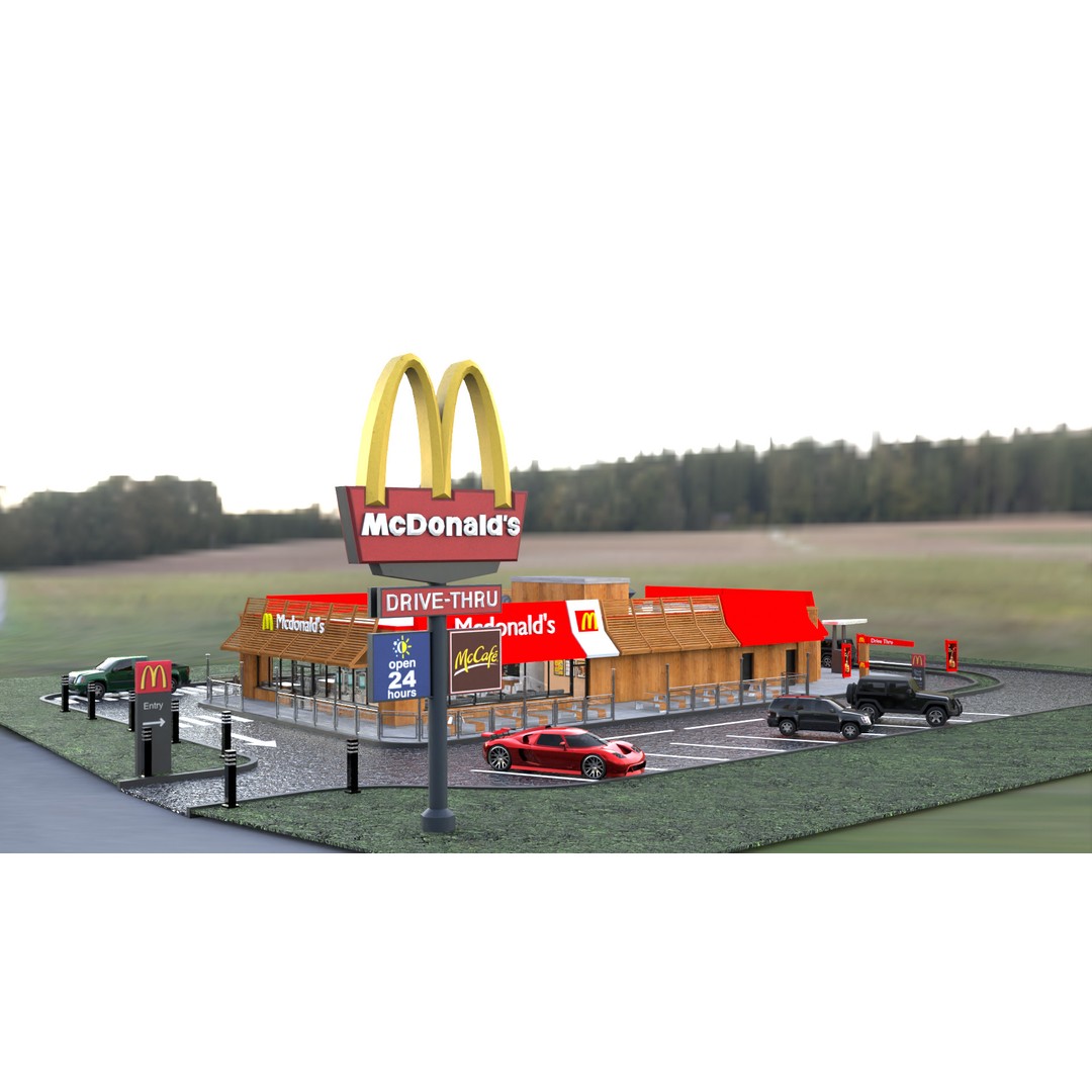McDonald's Restaurant 3D Model – High-Quality Game Asset, FBX, OBJ - View 5