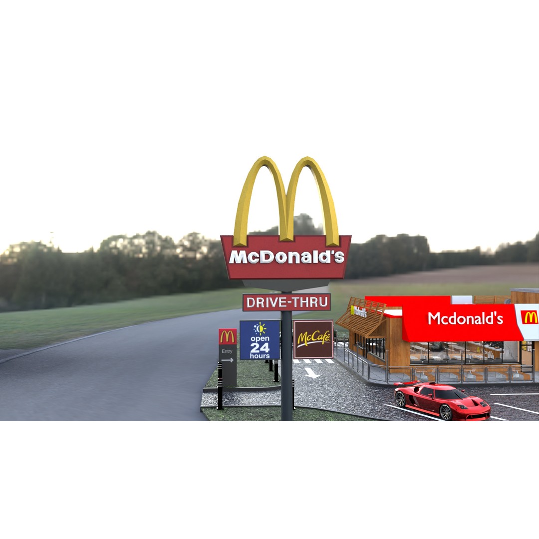 McDonald's Restaurant 3D Model – High-Quality Game Asset, FBX, OBJ - View 6