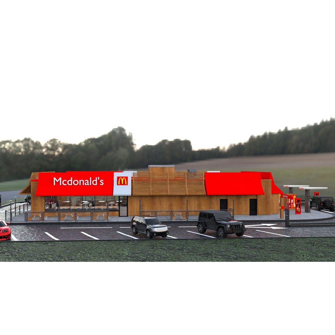 McDonald's Restaurant 3D Model – High-Quality Game Asset, FBX, OBJ - View 7