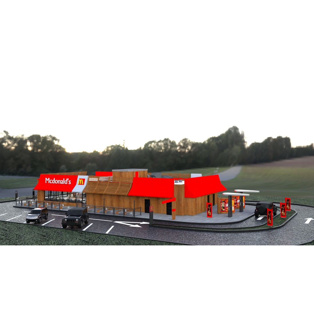 McDonald's Restaurant 3D Model – High-Quality Game Asset, FBX, OBJ - View 8
