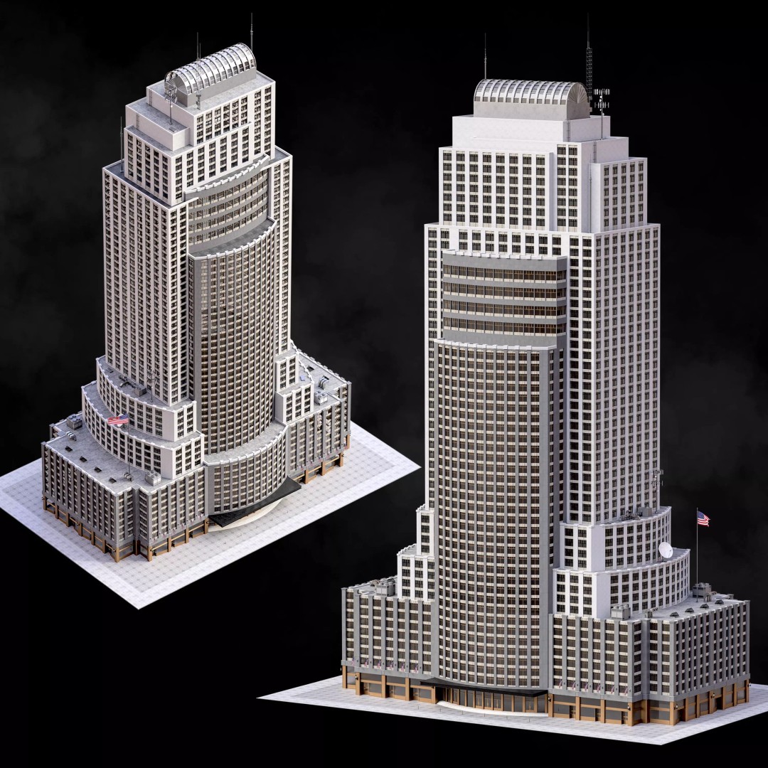 Building 3D Model – Low Poly NYC Style Architecture, FBX, OBJ - View 2