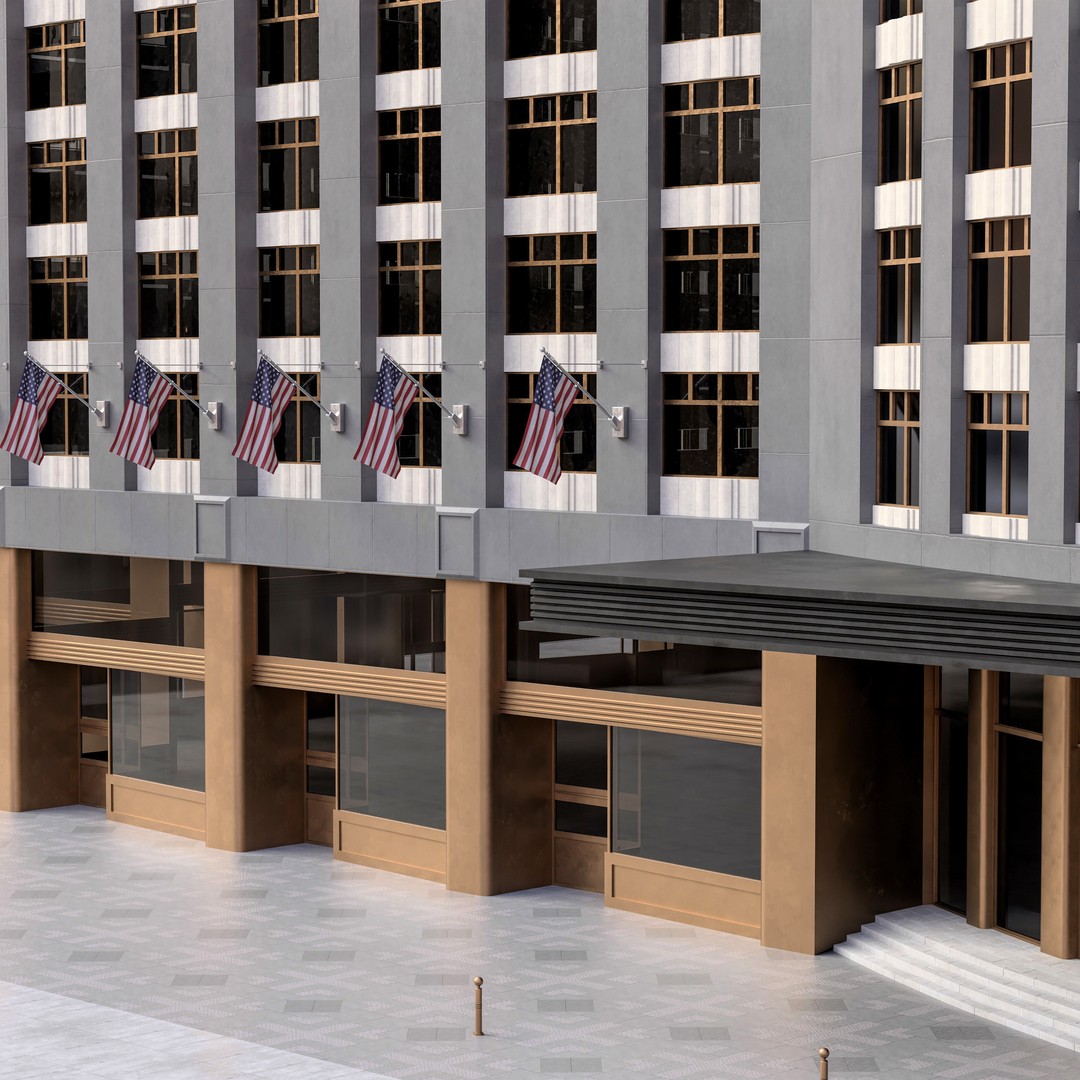 Building 3D Model – Low Poly NYC Style Architecture, FBX, OBJ - View 4