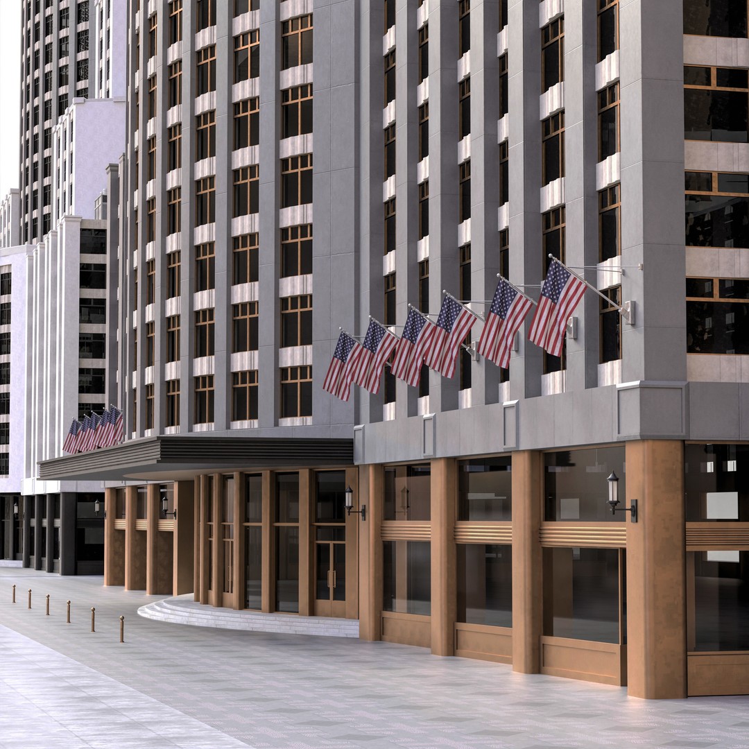 Building 3D Model – Low Poly NYC Style Architecture, FBX, OBJ - View 5
