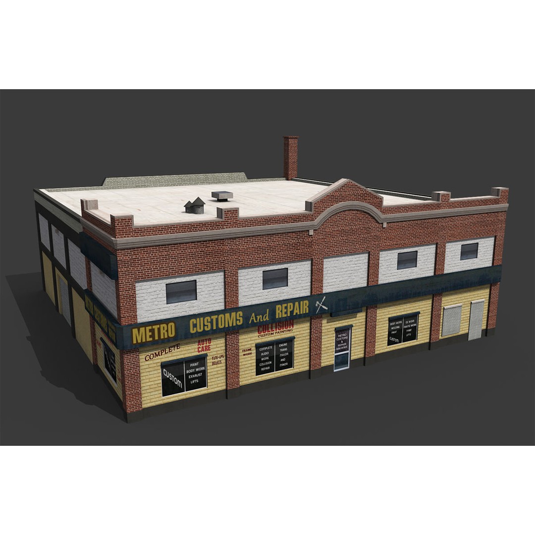 City Buildings 3D Model – Low Poly Industrial Pack for Games, FBX - View 20