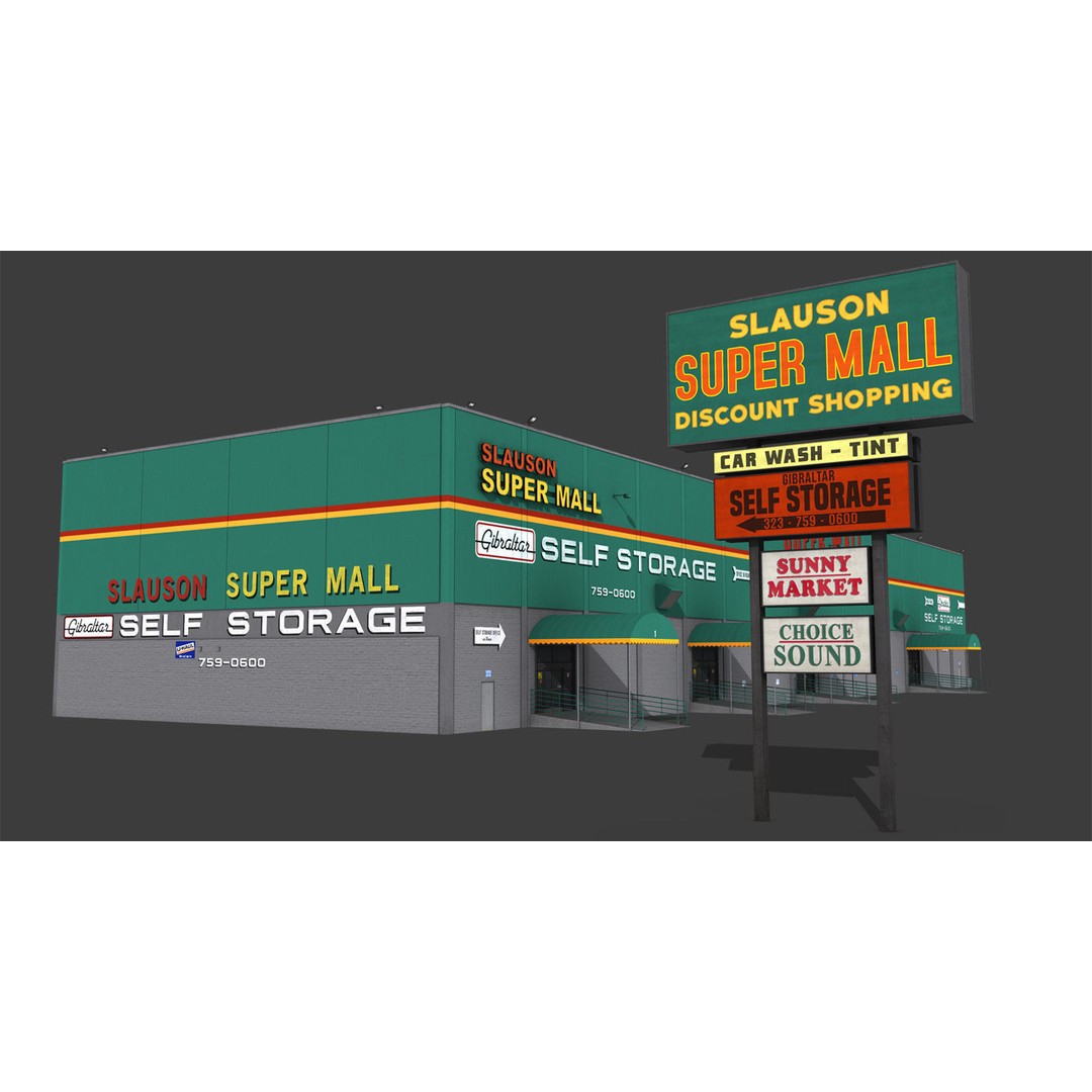 City Buildings 3D Model – Low Poly Industrial Pack for Games, FBX - View 3