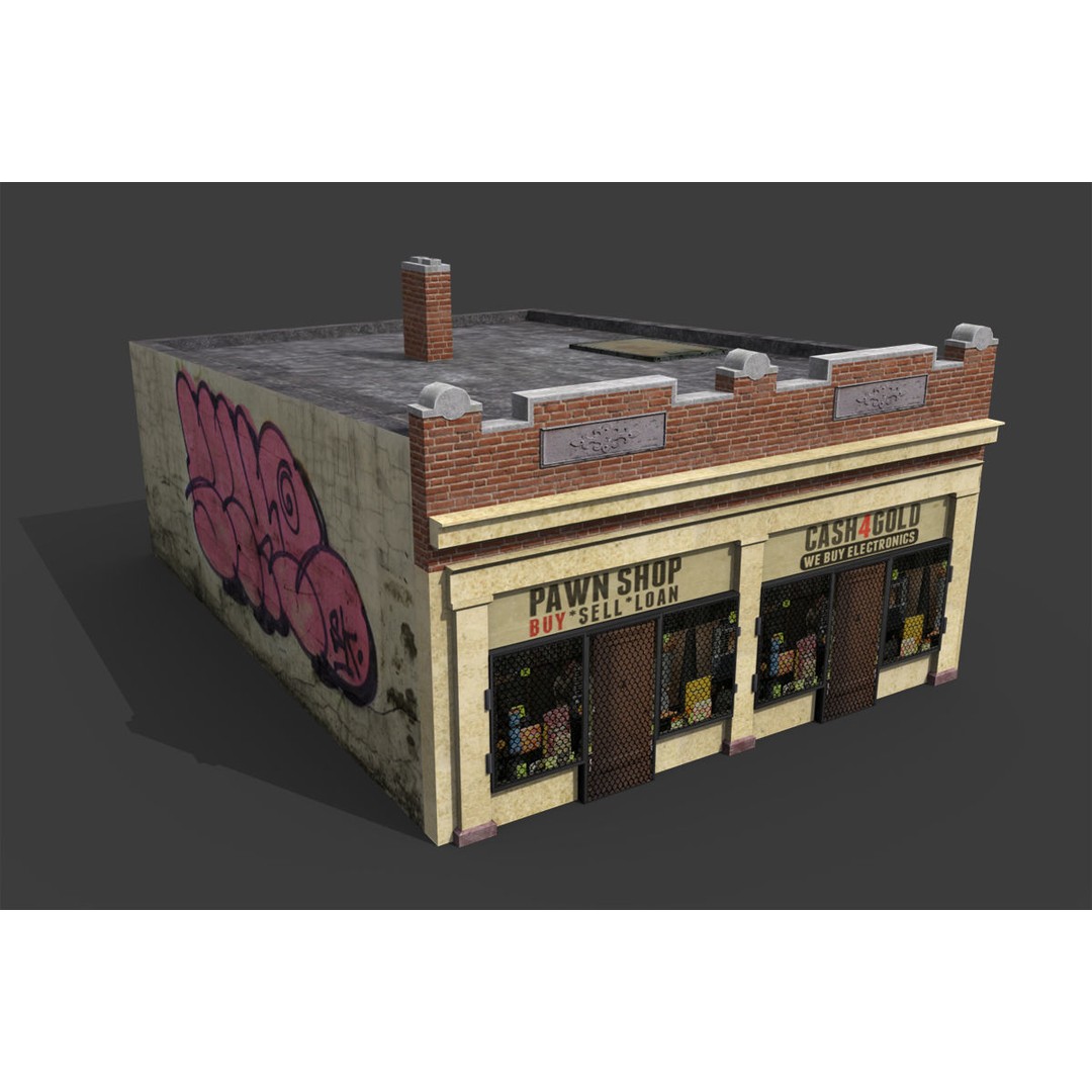 City Buildings 3D Model – Low Poly Industrial Pack for Games, FBX - View 32