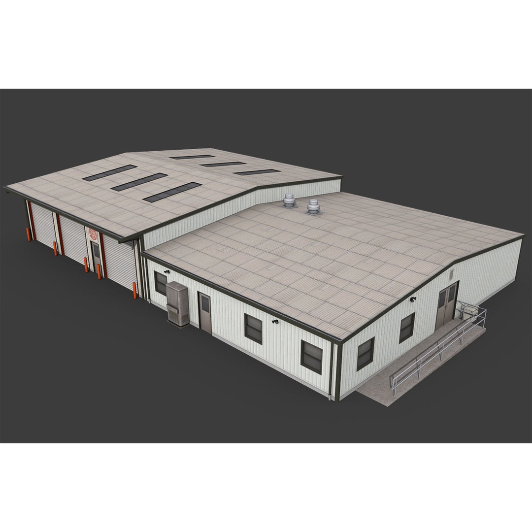 City Buildings 3D Model – Low Poly Industrial Pack for Games, FBX - View 37
