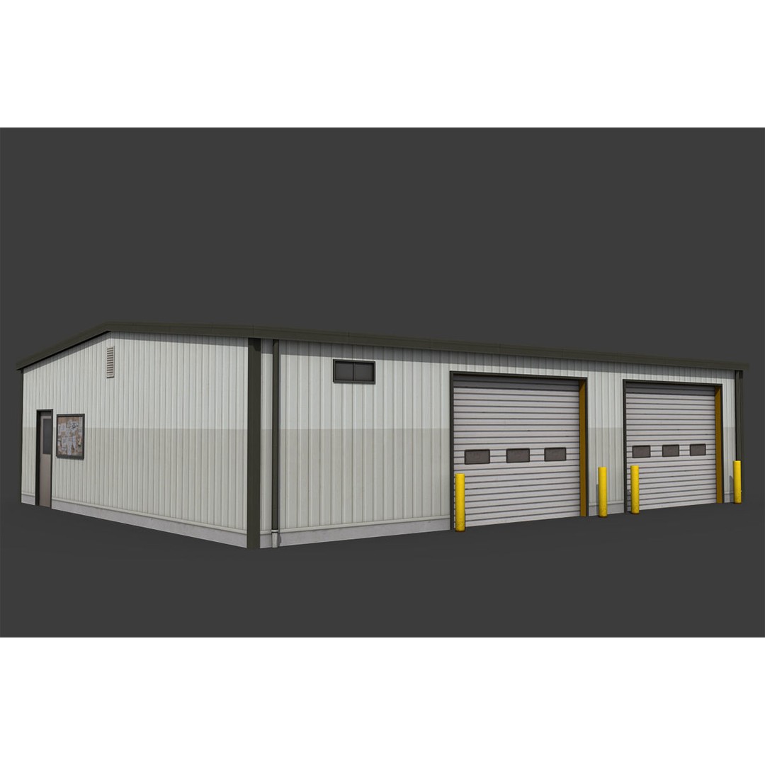 City Buildings 3D Model – Low Poly Industrial Pack for Games, FBX - View 39