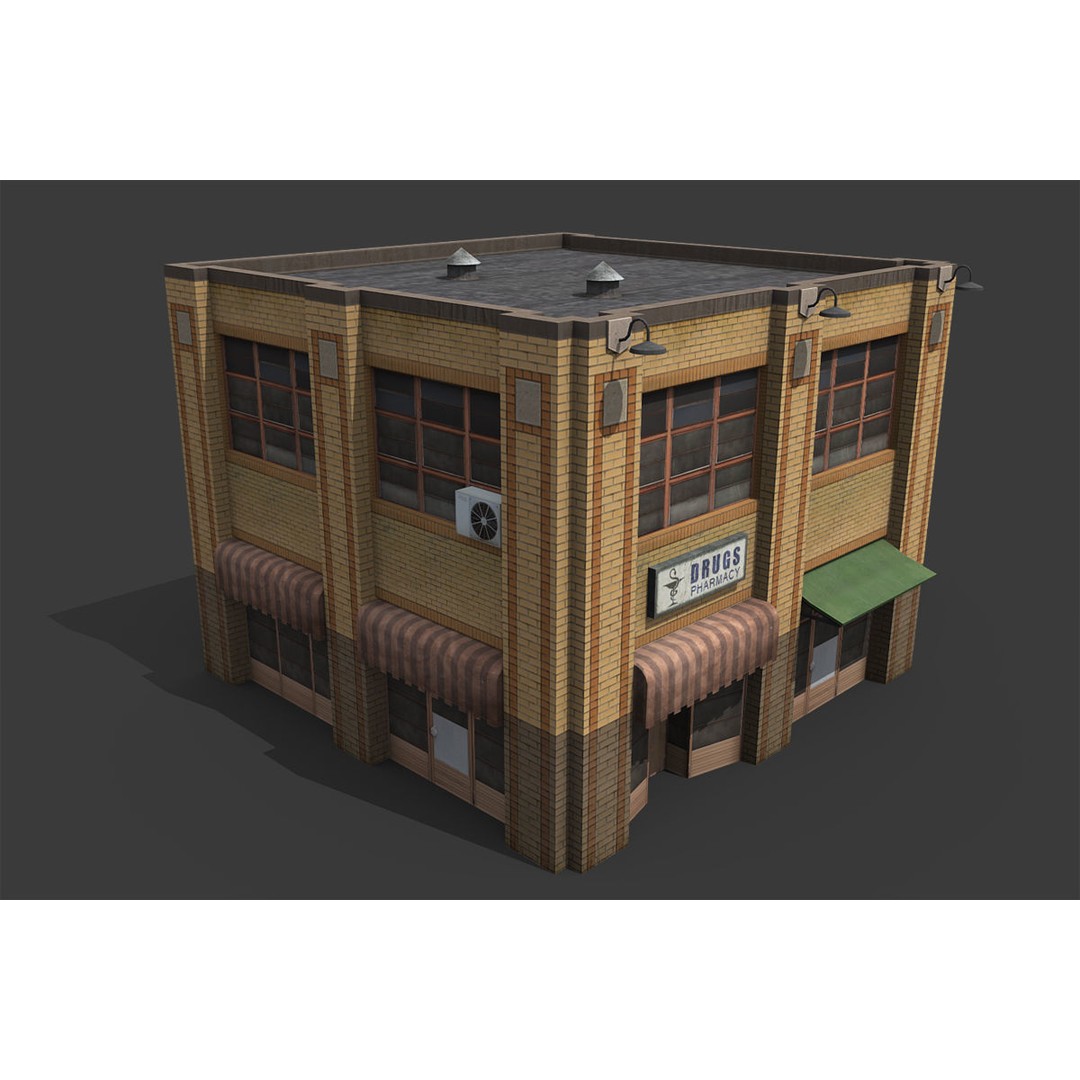 City Buildings 3D Model – Low Poly Industrial Pack for Games, FBX - View 43