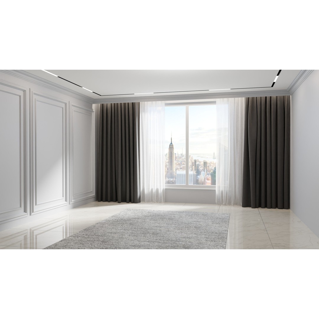 Luxury Curtains 3D Model – Low Poly Textile Set for Interior Design