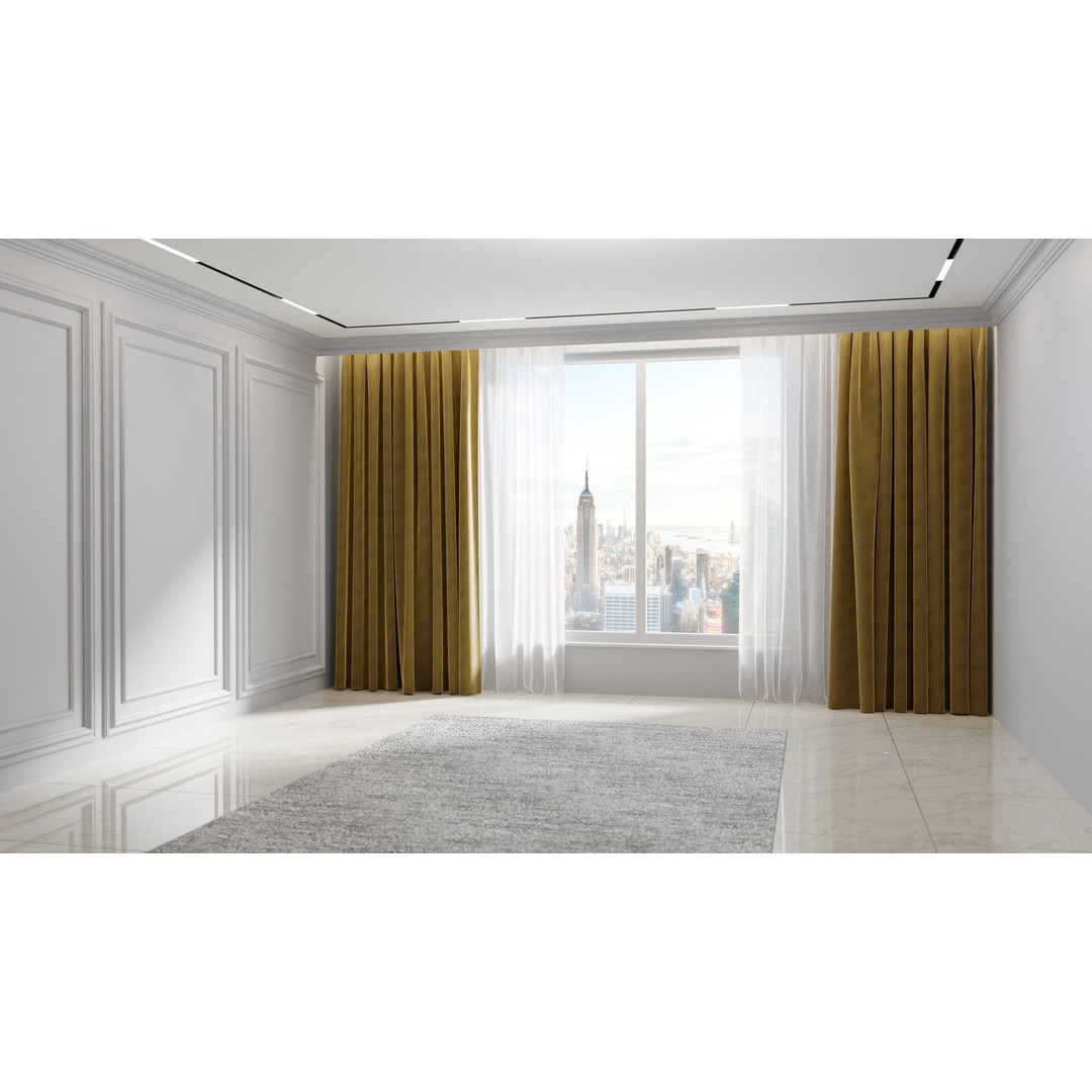 Luxury Curtains 3D Model – Low Poly Textile Set for Interior Design - View 10
