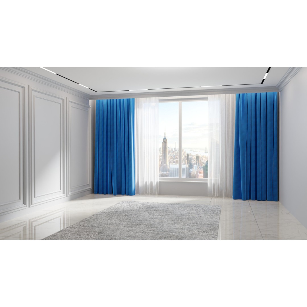 Luxury Curtains 3D Model – Low Poly Textile Set for Interior Design - View 11