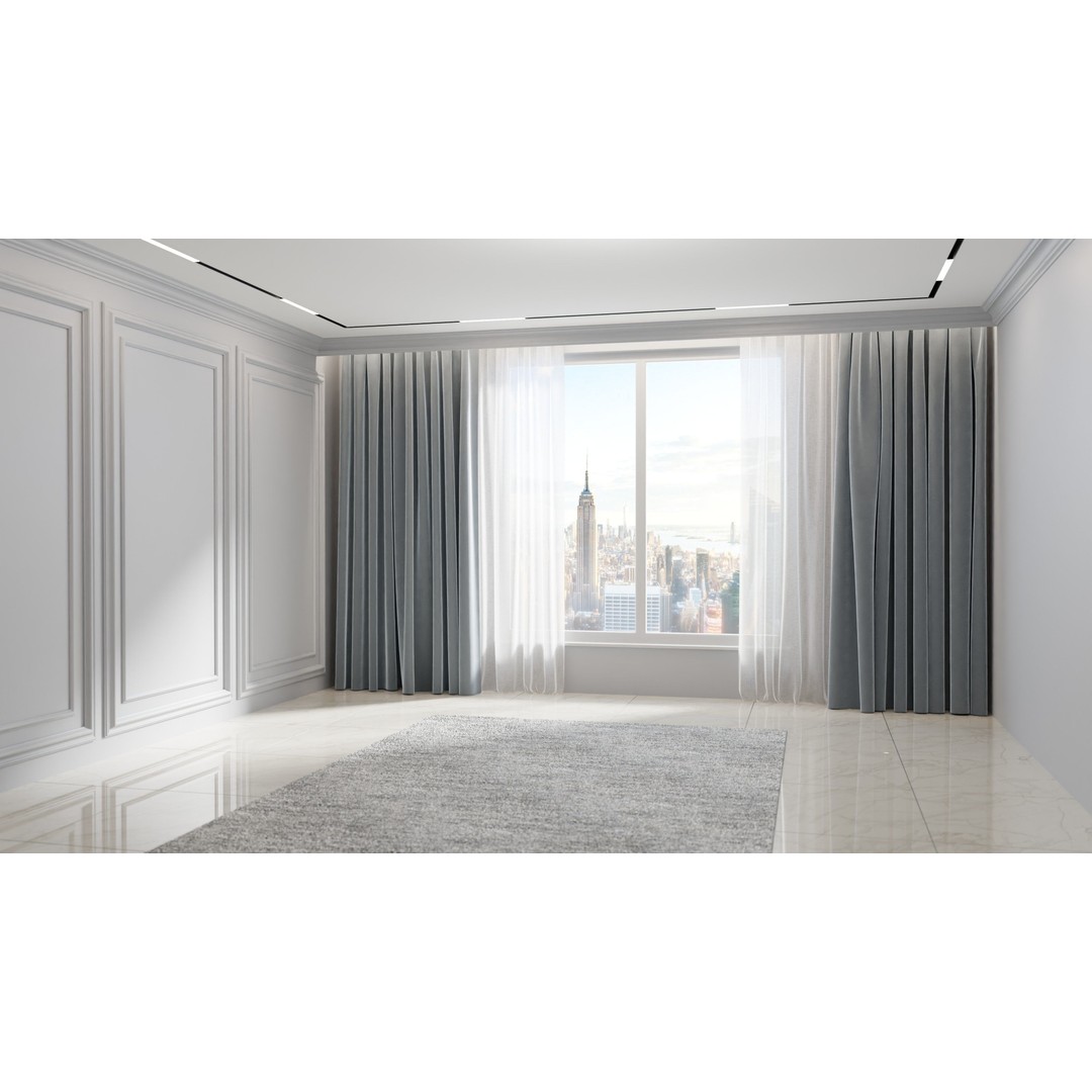 Luxury Curtains 3D Model – Low Poly Textile Set for Interior Design - View 13