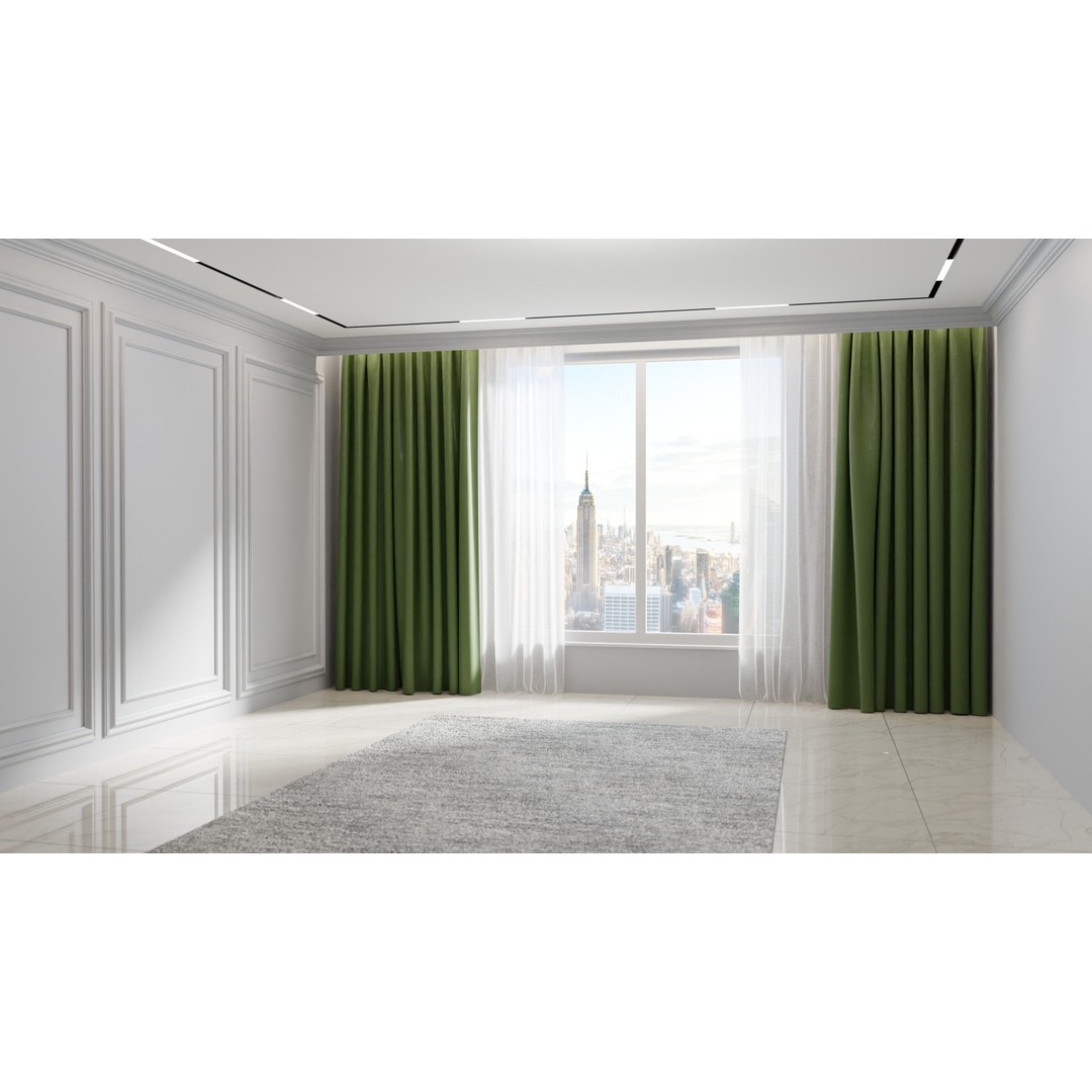 Luxury Curtains 3D Model – Low Poly Textile Set for Interior Design - View 5