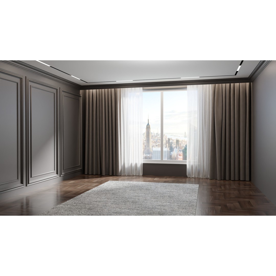Luxury Curtains 3D Model – Low Poly Textile Set for Interior Design - View 6