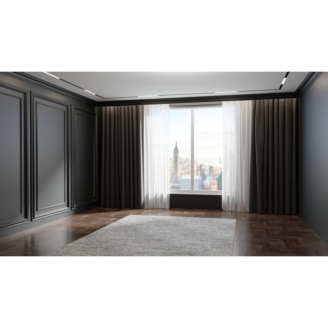 Luxury Curtains 3D Model – Low Poly Textile Set for Interior Design - View 7