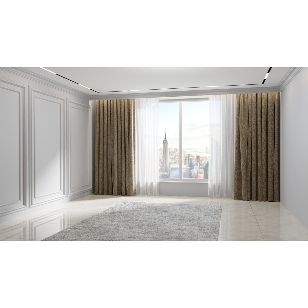 Luxury Curtains 3D Model – Low Poly Textile Set for Interior Design - View 8