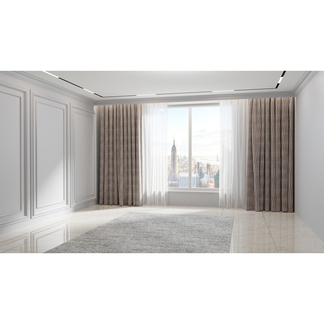 Luxury Curtains 3D Model – Low Poly Textile Set for Interior Design - View 9