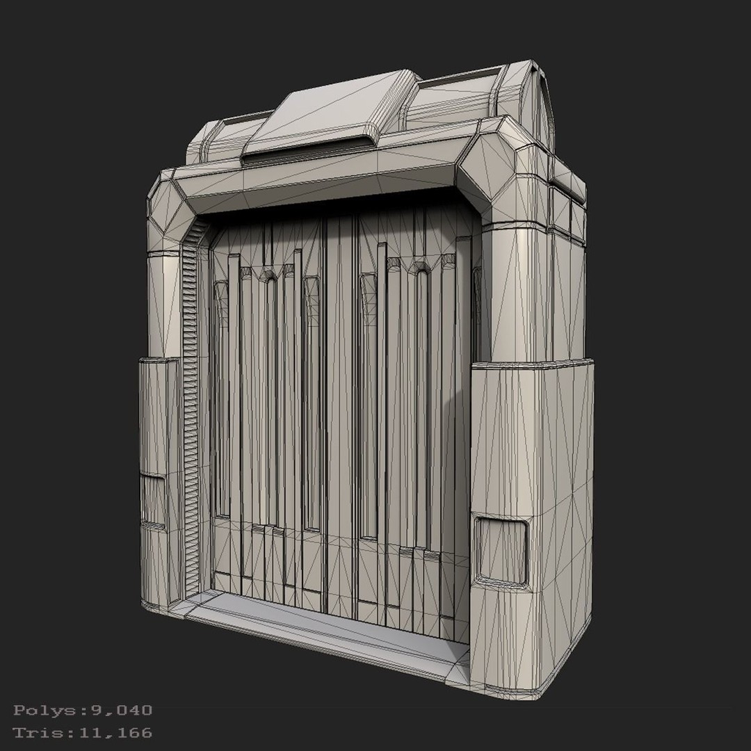 Sci-Fi Doorway 3D Model – Low Poly PBR Game Asset, FBX, OBJ