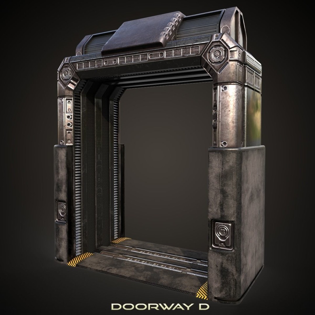 Sci-Fi Doorway 3D Model – Low Poly PBR Game Asset, FBX, OBJ - View 10