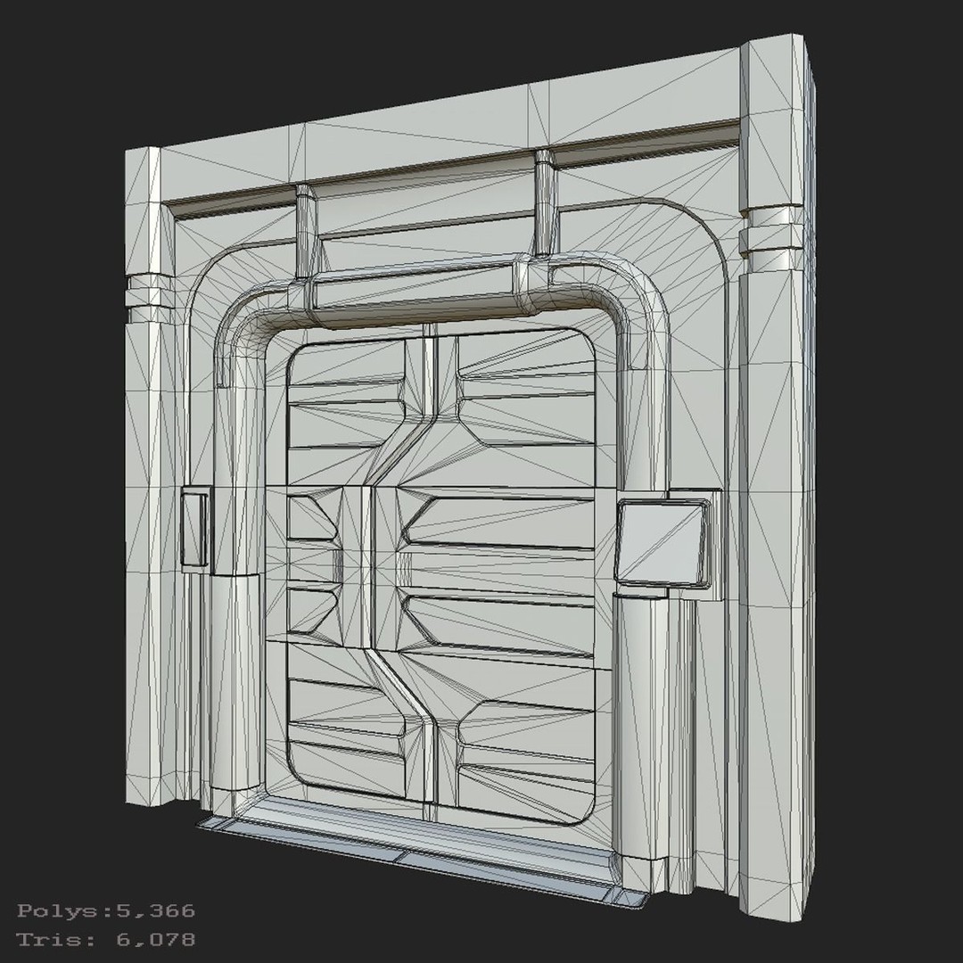 Sci-Fi Doorway 3D Model – Low Poly PBR Game Asset, FBX, OBJ - View 11