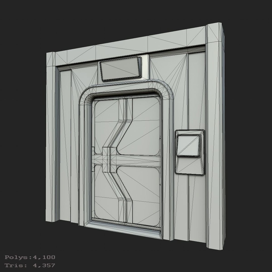 Sci-Fi Doorway 3D Model – Low Poly PBR Game Asset, FBX, OBJ - View 12