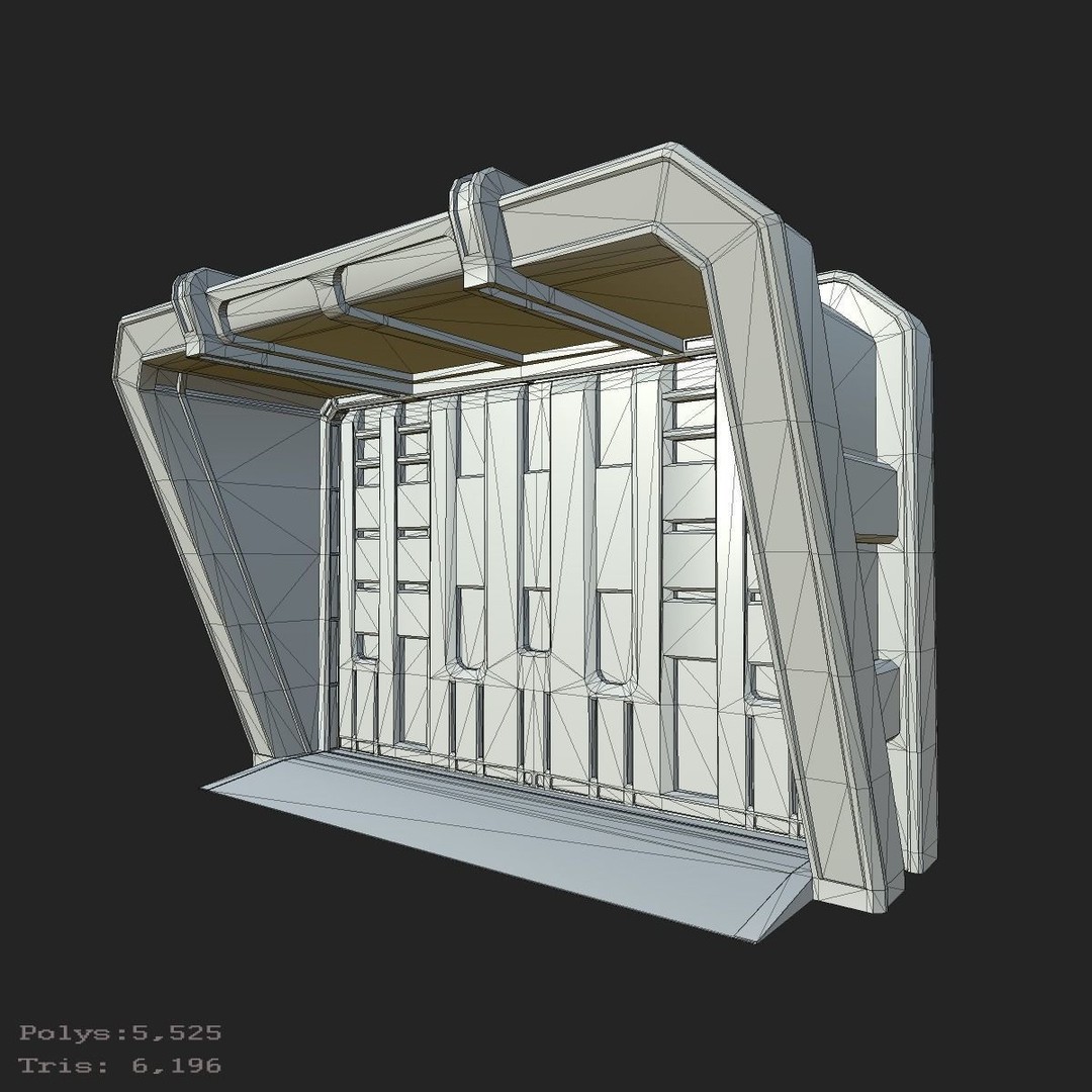 Sci-Fi Doorway 3D Model – Low Poly PBR Game Asset, FBX, OBJ - View 13