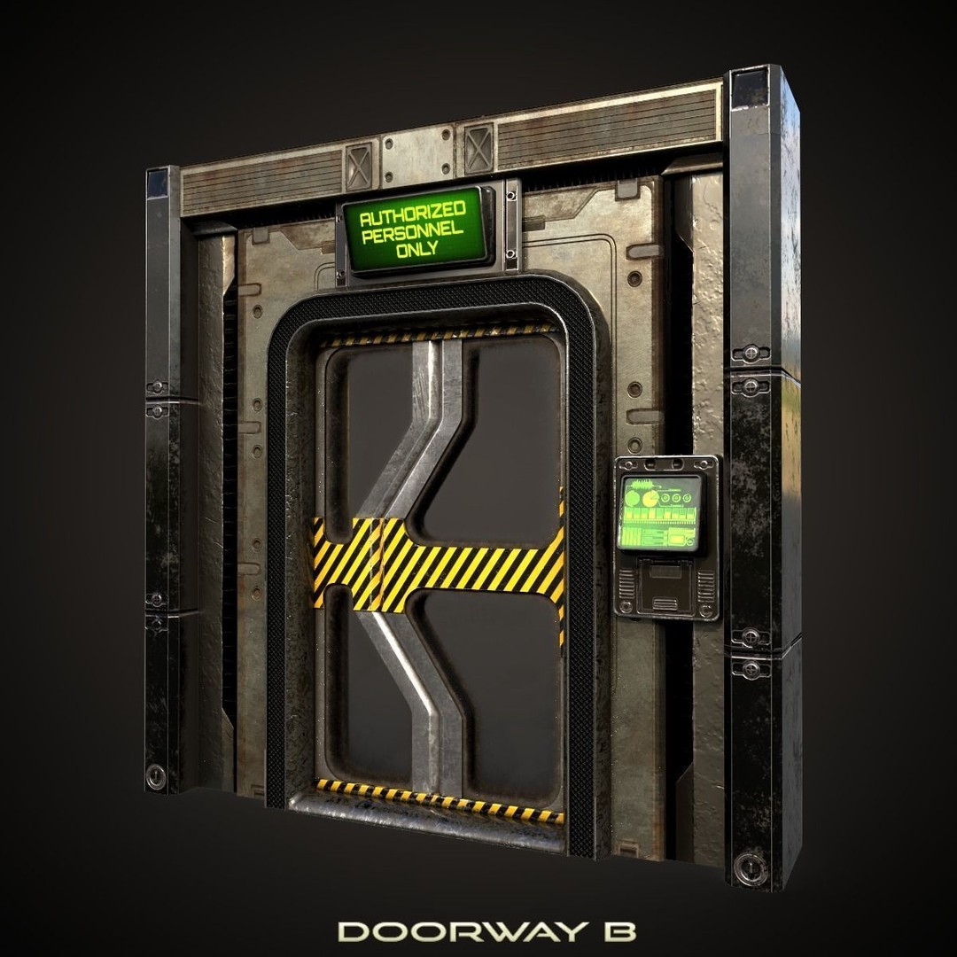 Sci-Fi Doorway 3D Model – Low Poly PBR Game Asset, FBX, OBJ - View 5