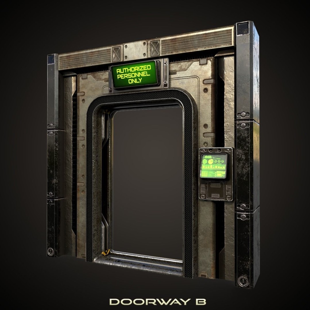 Sci-Fi Doorway 3D Model – Low Poly PBR Game Asset, FBX, OBJ - View 6