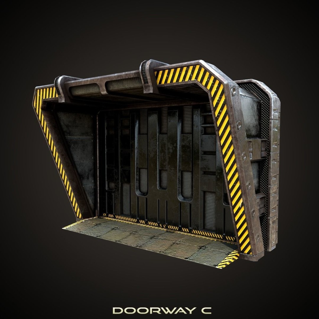 Sci-Fi Doorway 3D Model – Low Poly PBR Game Asset, FBX, OBJ - View 7