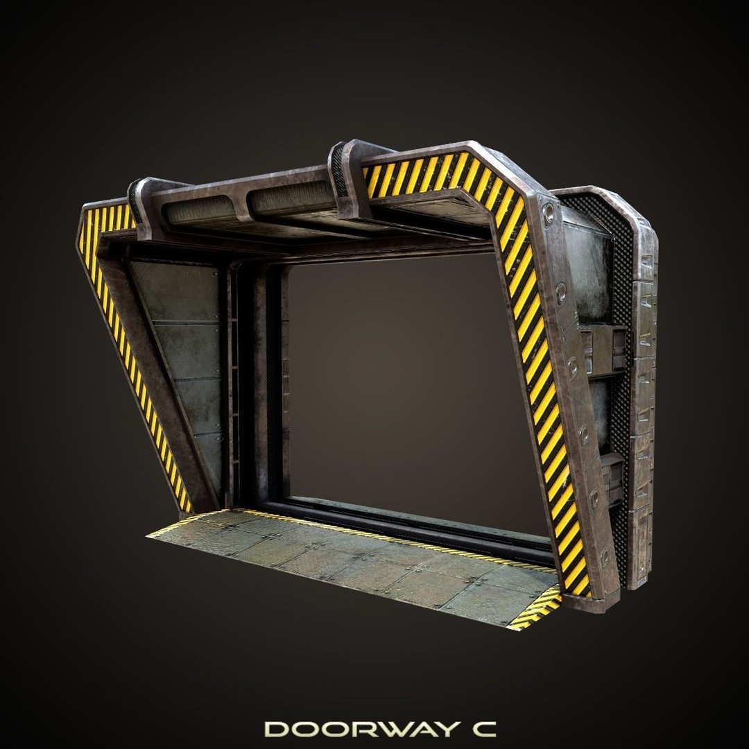 Sci-Fi Doorway 3D Model – Low Poly PBR Game Asset, FBX, OBJ - View 8