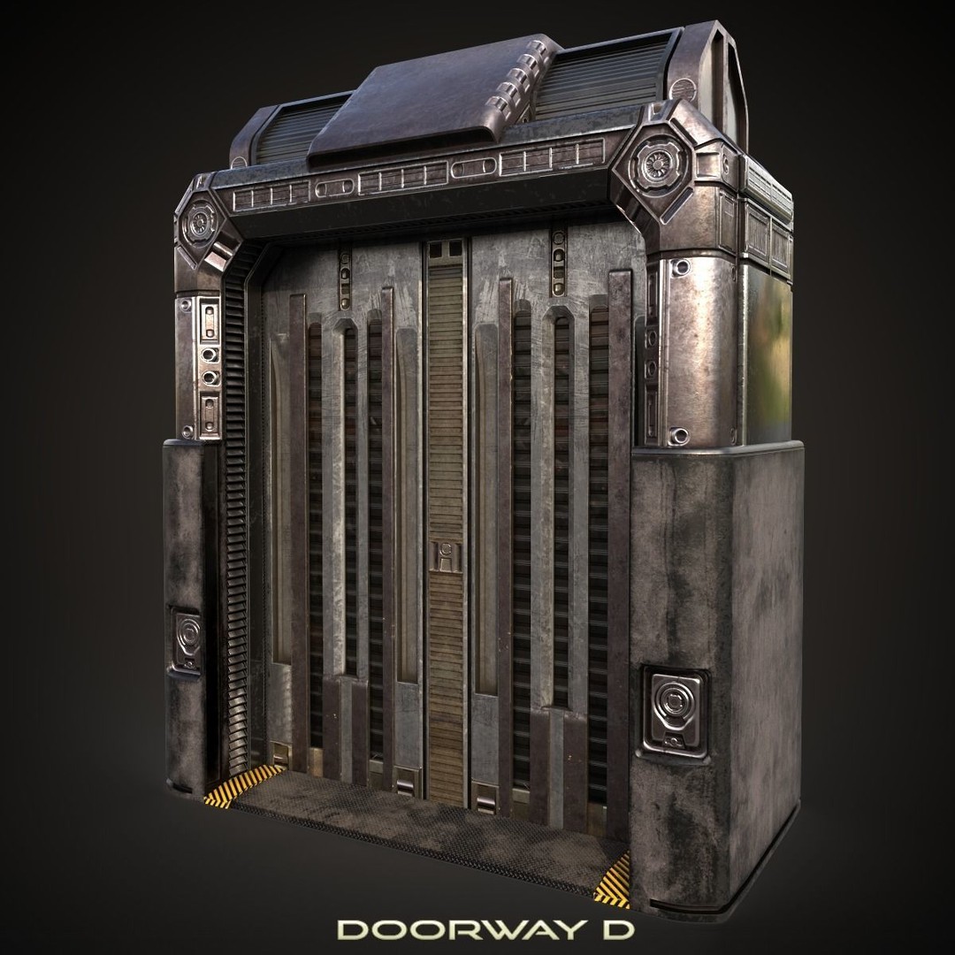 Sci-Fi Doorway 3D Model – Low Poly PBR Game Asset, FBX, OBJ - View 9