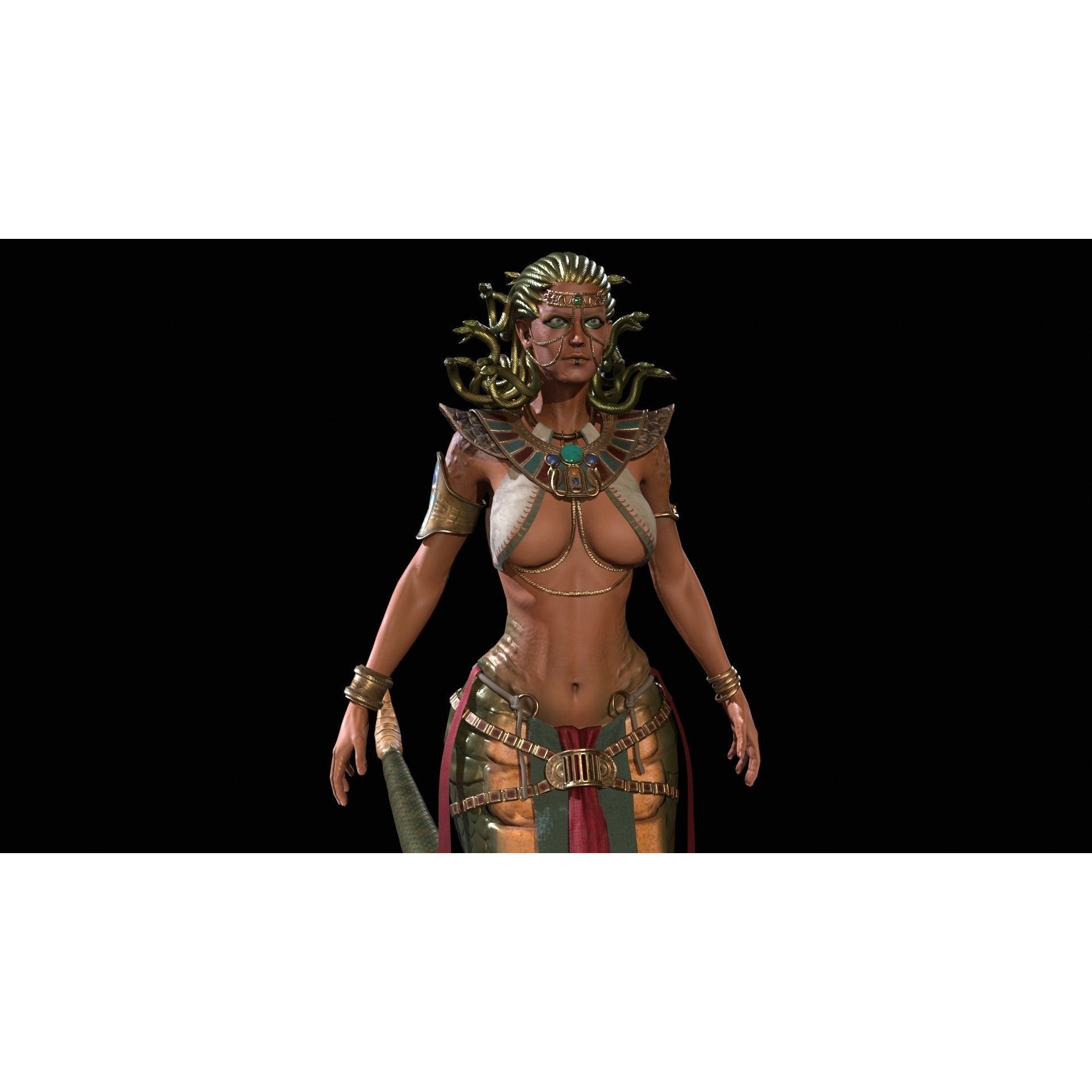 Meduse Gorgon - Low-Poly Game-Ready 3D Model - View 10