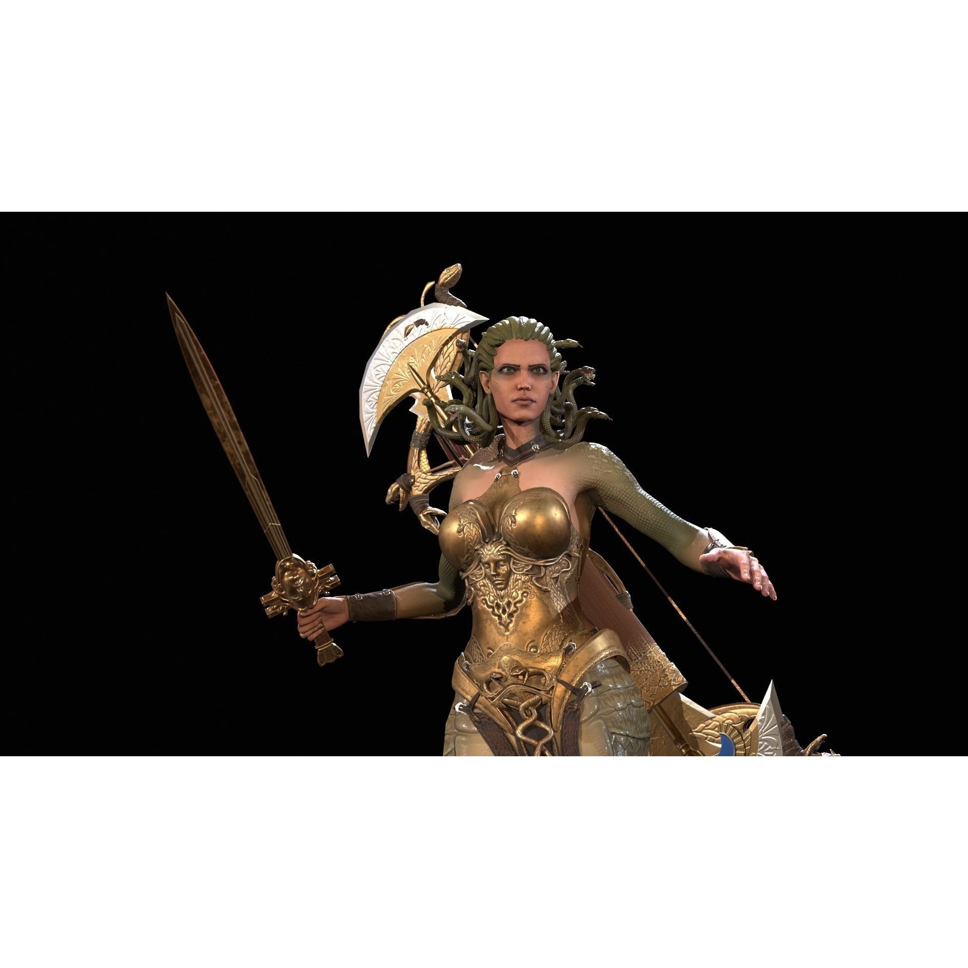 Meduse Gorgon - Low-Poly Game-Ready 3D Model - View 14