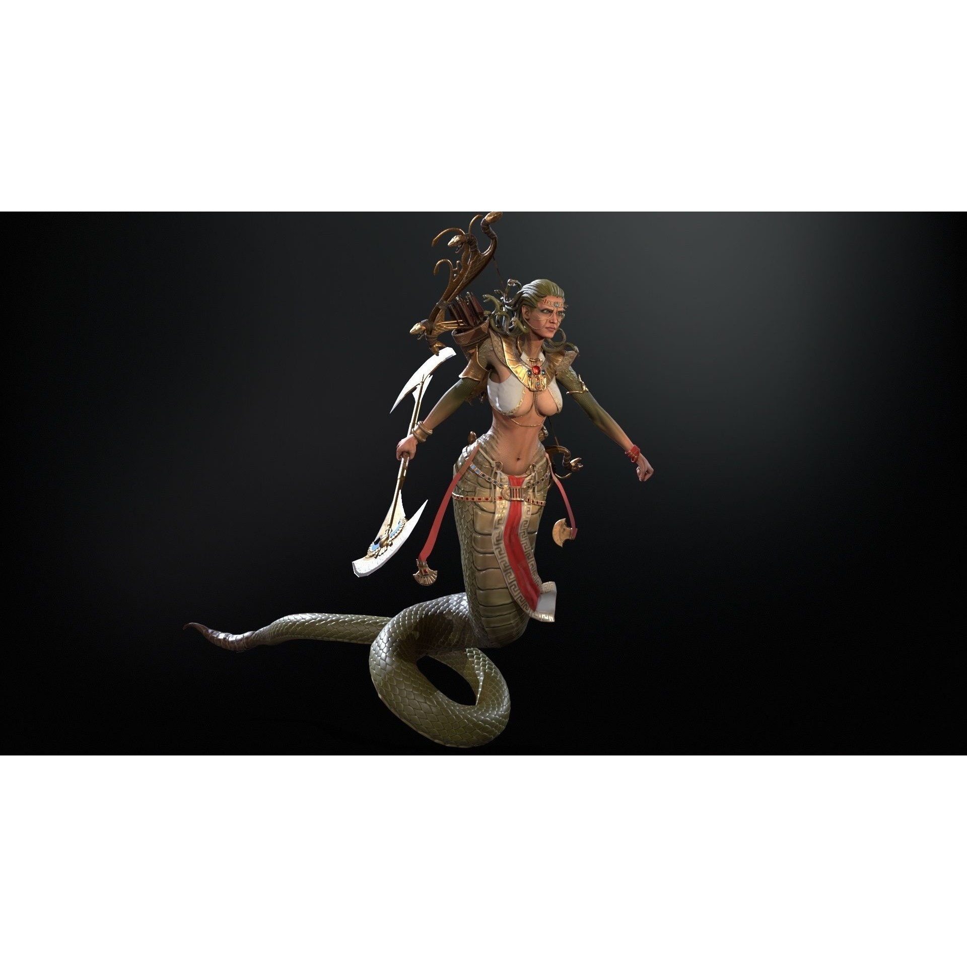 Meduse Gorgon - Low-Poly Game-Ready 3D Model - View 23