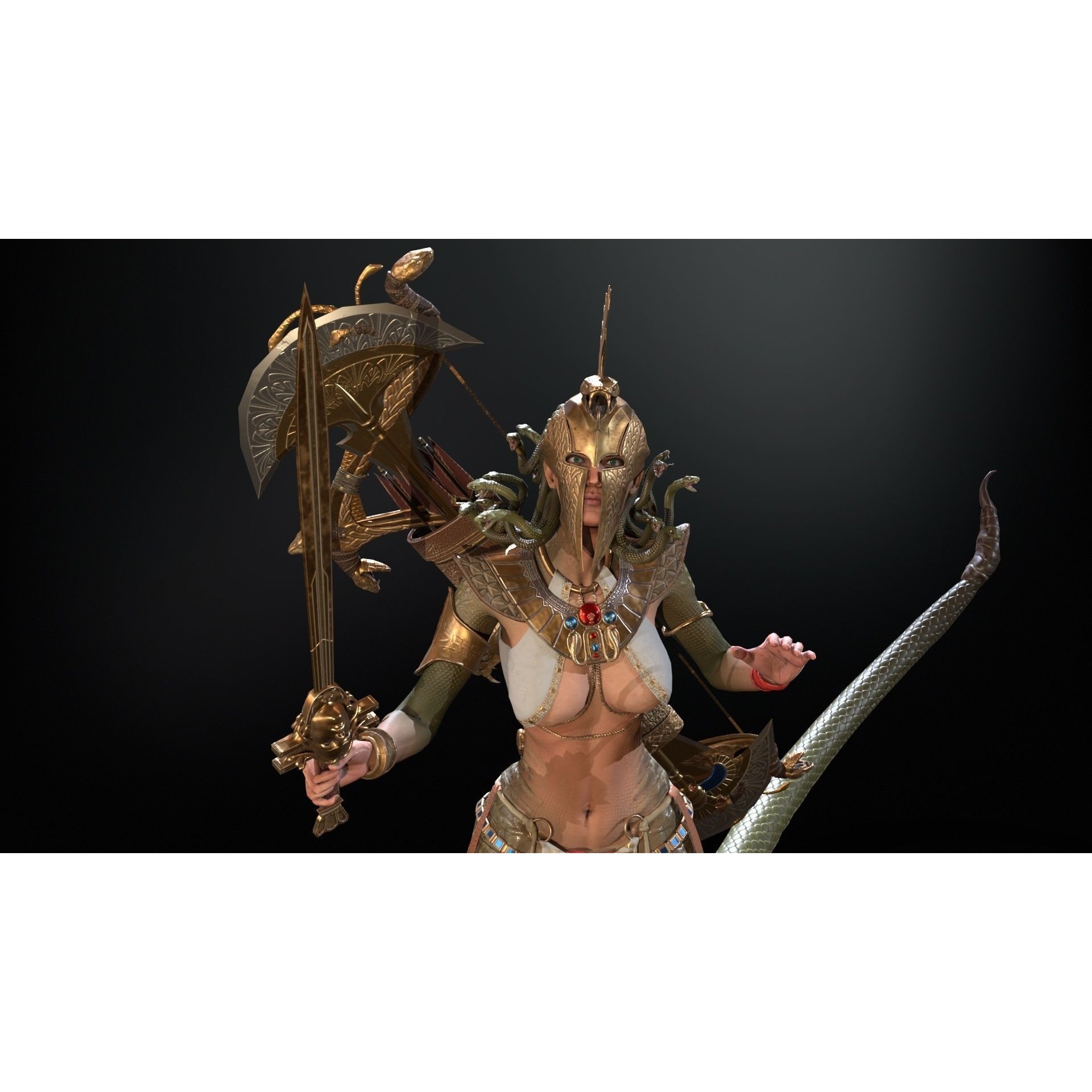 Meduse Gorgon - Low-Poly Game-Ready 3D Model - View 32