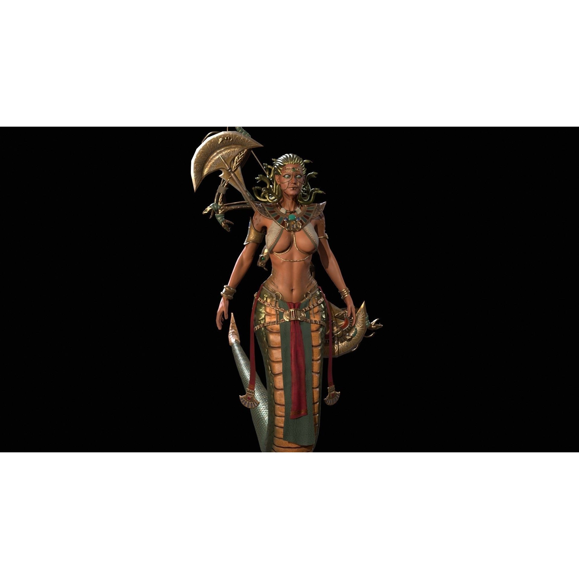 Meduse Gorgon - Low-Poly Game-Ready 3D Model - View 7