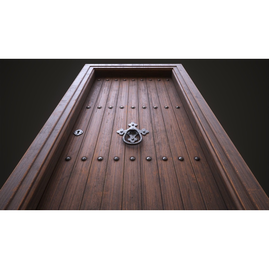 Old Wooden Front Door 3D Model – Low Poly Game Ready Asset, FBX - View 10
