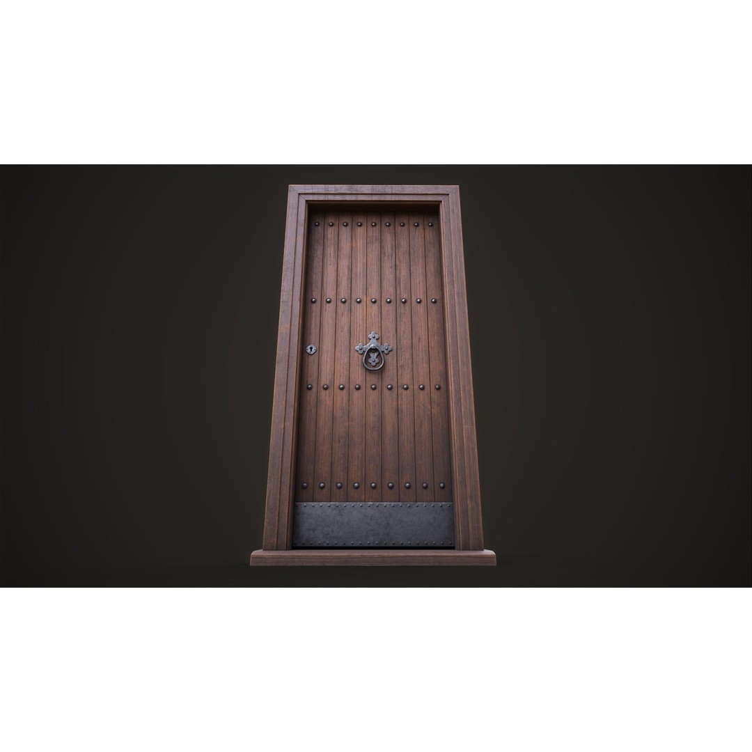 Old Wooden Front Door 3D Model – Low Poly Game Ready Asset, FBX - View 7