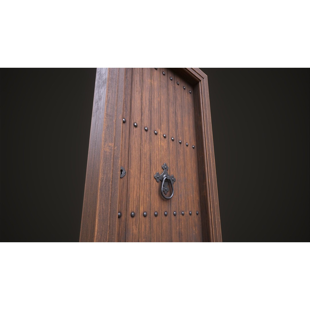 Old Wooden Front Door 3D Model – Low Poly Game Ready Asset, FBX - View 8