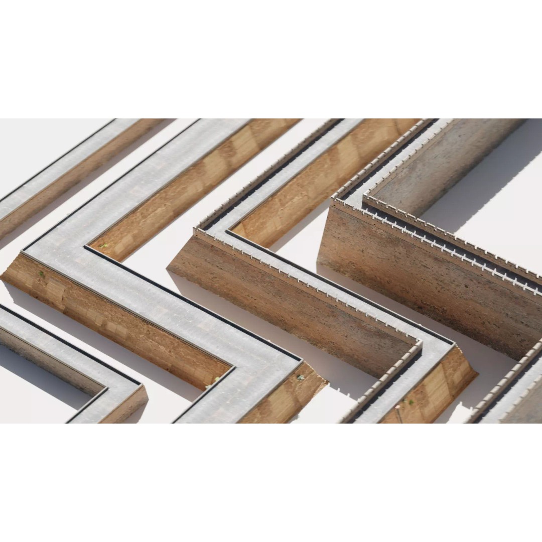 Modular Brick Wall 3D Model – Low Poly Procedural City Asset - View 3