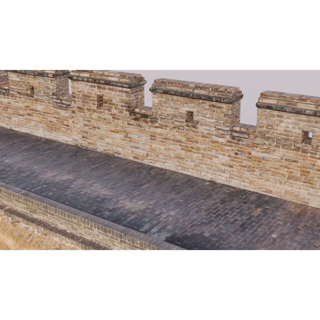 Modular Brick Wall 3D Model – Low Poly Procedural City Asset - View 8