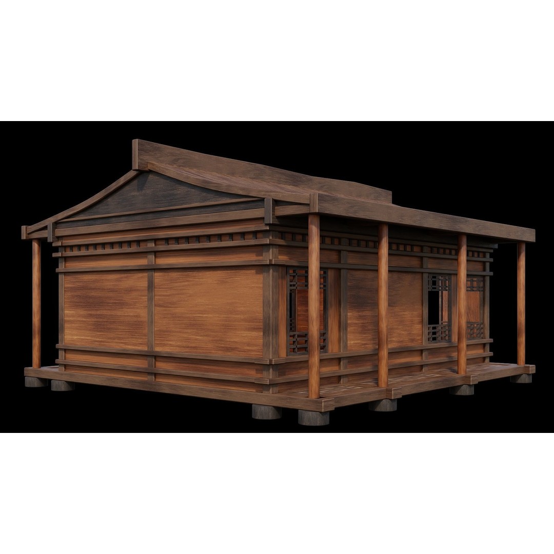 Medieval Houses 3D Model – Low Poly Game Ready Asset, PBR Textures - View 4