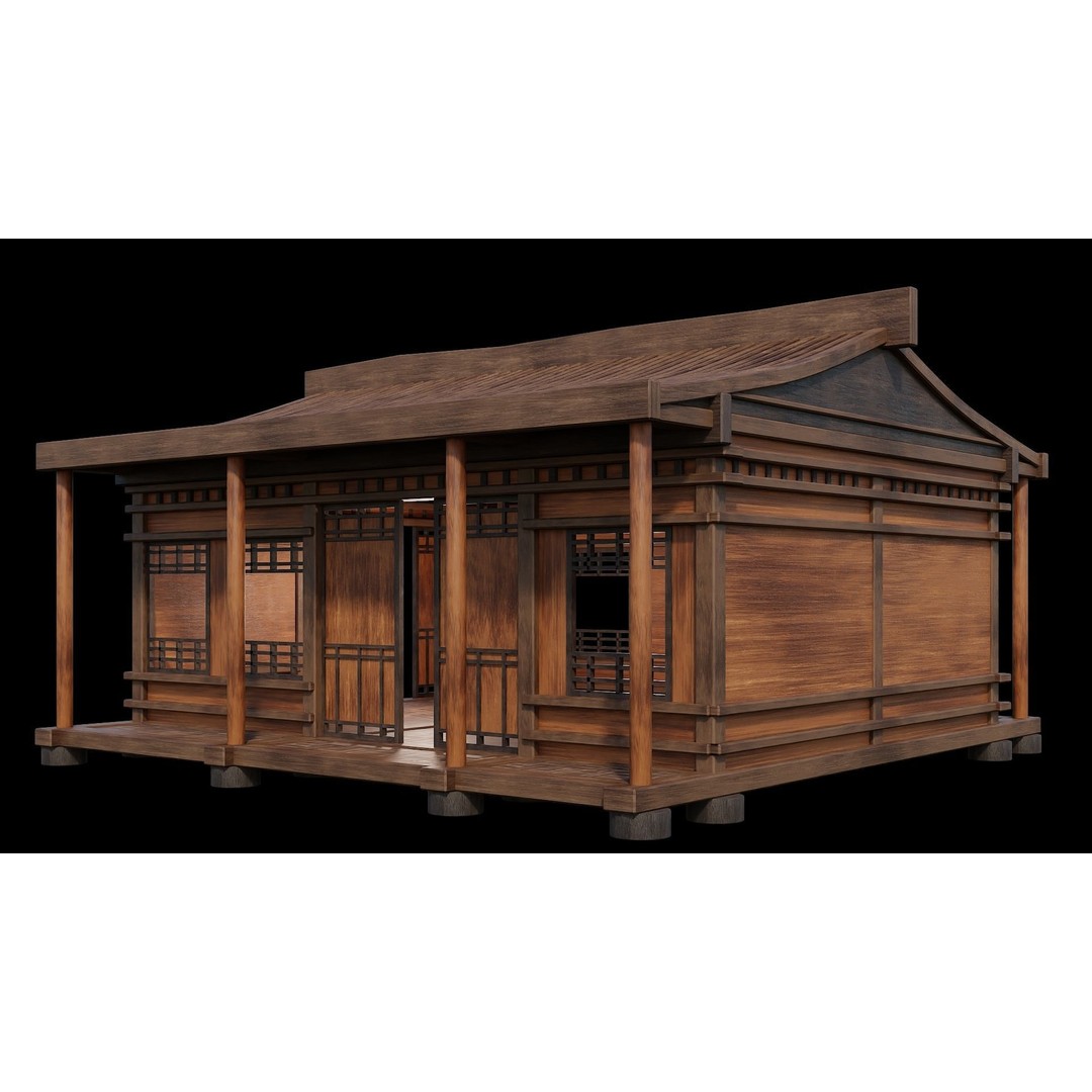 Medieval Houses 3D Model – Low Poly Game Ready Asset, PBR Textures - View 5