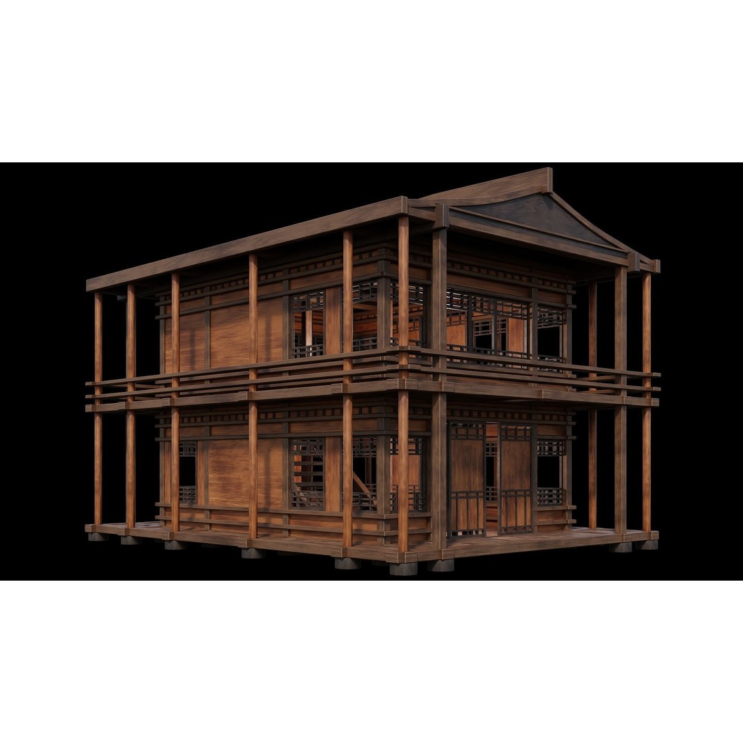 Medieval Houses 3D Model – Low Poly Game Ready Asset, PBR Textures - View 58