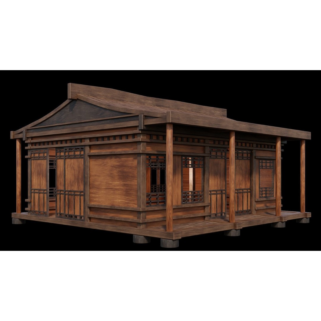 Medieval Houses 3D Model – Low Poly Game Ready Asset, PBR Textures - View 6