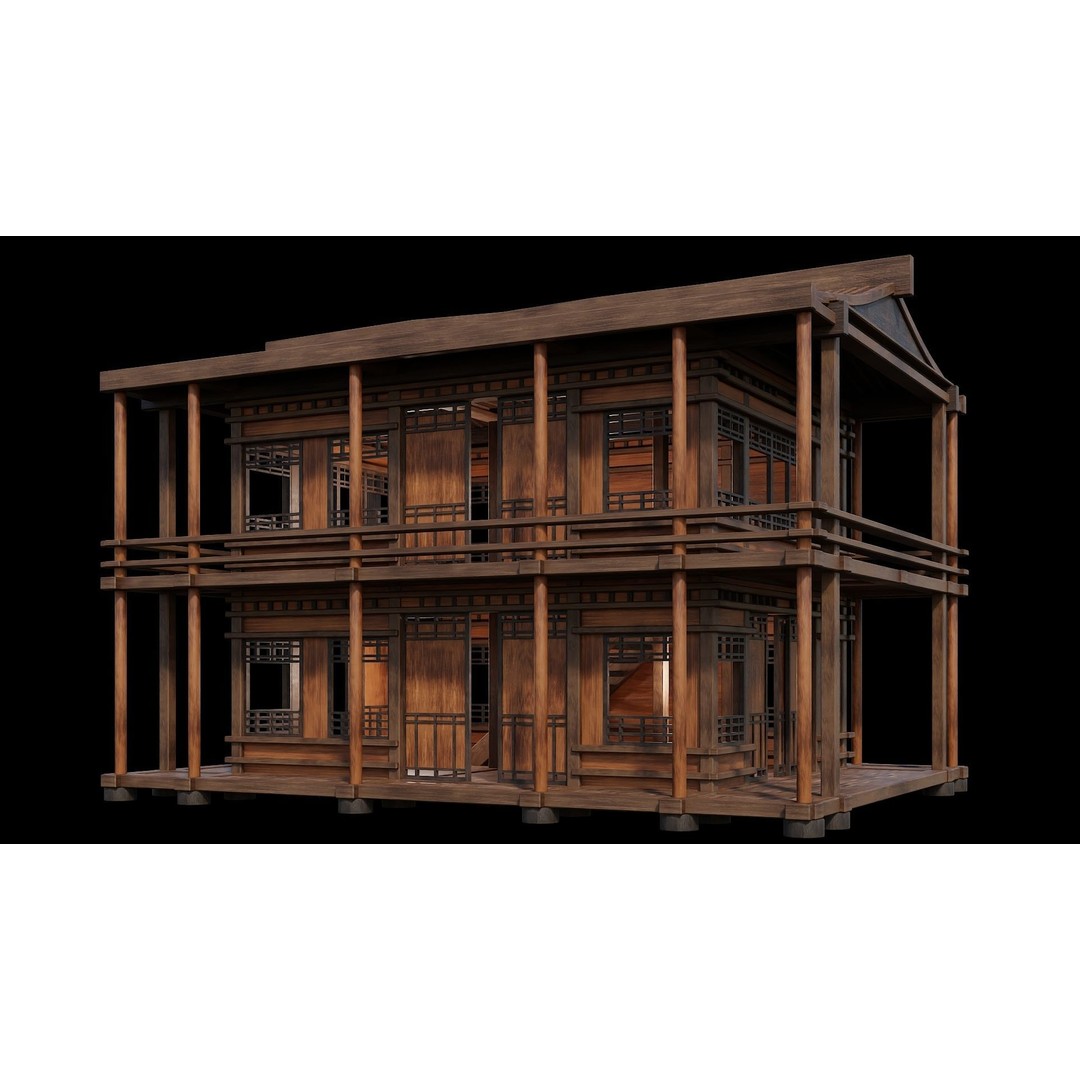 Medieval Houses 3D Model – Low Poly Game Ready Asset, PBR Textures - View 60