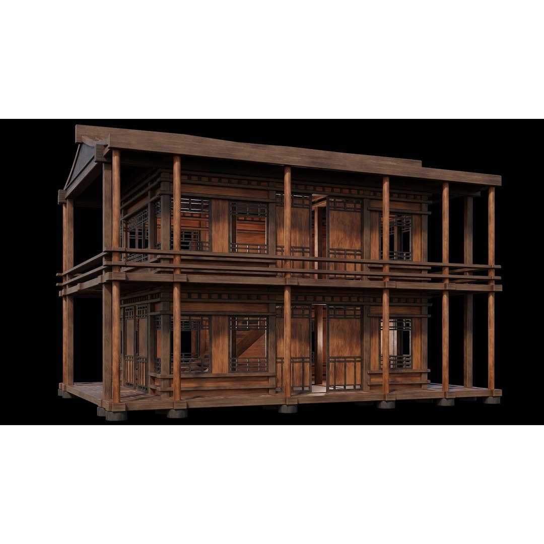 Medieval Houses 3D Model – Low Poly Game Ready Asset, PBR Textures - View 65